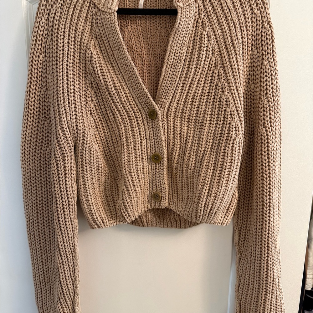 Free People Textured Knit Cardigan - Cream